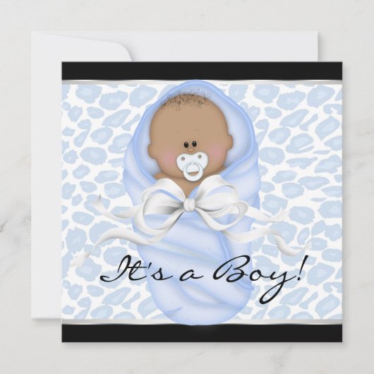 Blauwe Luipaard Baby Shower Kaart (Voorkant)