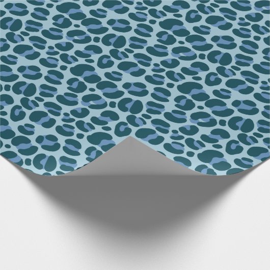 Blauwe luipaard cadeaupapier (Hoek)