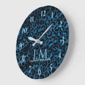 Blauwe Luipaard Gepersonaliseerde Moderne Wandklok (Hoek)