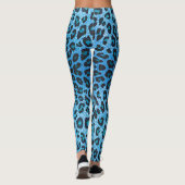 Blauwe Luipaard Glitter Broek Leggings (Achterkant)