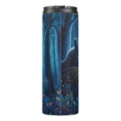 Blauwe luipaard in een maanverlicht bos thermosbeker (Achterkant)