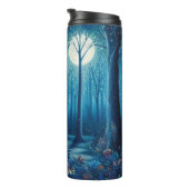 Blauwe luipaard in een maanverlicht bos thermosbeker (Geroteerd rechts)