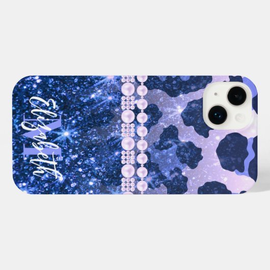 Blauwe luipaard iPhone hoesje (Achterkant horizontaal)