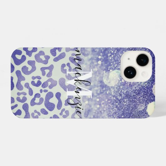 Blauwe luipaard iPhone hoesje (Achterkant horizontaal)