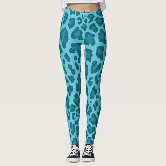 Blauwe luipaard leggings (Voorkant)