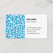 Blauwe luipaard Modern Custom Animal Print Visitekaartje (Achterkant)