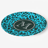 Blauwe luipaard papieren bordje (Gekanteld)