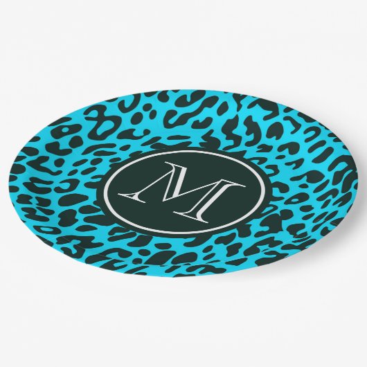 Blauwe luipaard papieren bordje (Gekanteld)