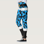 Blauwe Luipaard Print Kerstman Kostuum Kerstmis Leggings (Links)