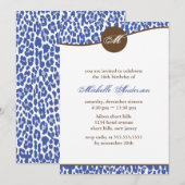 Blauwe Luipaard Print Monogram Verjaardag Kaart (Voorkant / Achterkant)