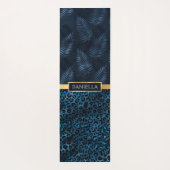 Blauwe luipaard printplaat Tropische Floral naam Yogamat (Achterkant)