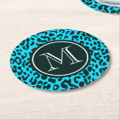 Blauwe luipaard ronde kartonnen onderzetter (Gebogen)