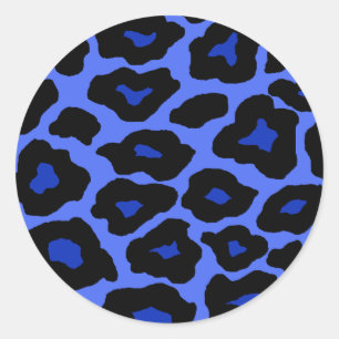 Blauwe Luipaard Ronde Sticker