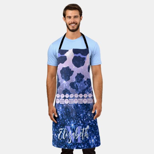 Blauwe luipaard schort (Gedragen)