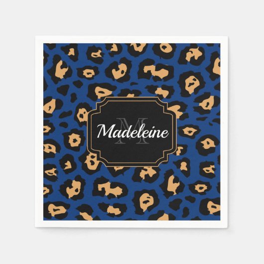 Blauwe luipaard servet (Voorkant)
