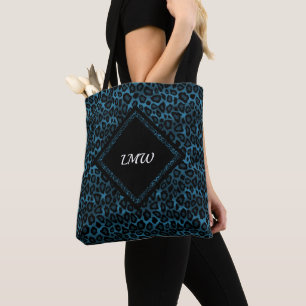 Blauwe luipaard tote bag