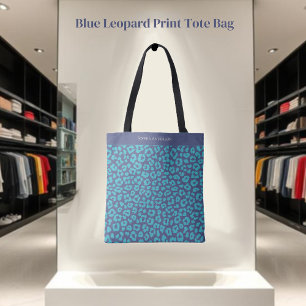 Blauwe luipaard tote bag