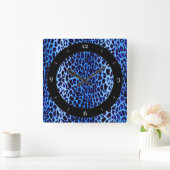 Blauwe luipaard vierkante klok (Huis)