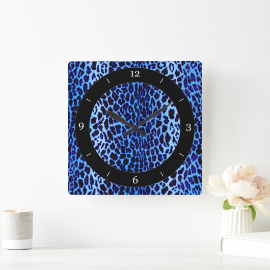 Blauwe luipaard vierkante klok (Huis)