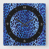 Blauwe luipaard vierkante klok (Voorkant)