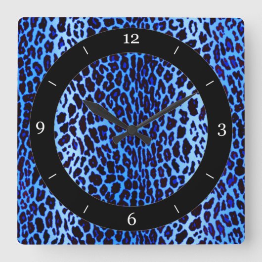 Blauwe luipaard vierkante klok (Voorkant)