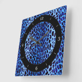 Blauwe luipaard vierkante klok (Hoek)