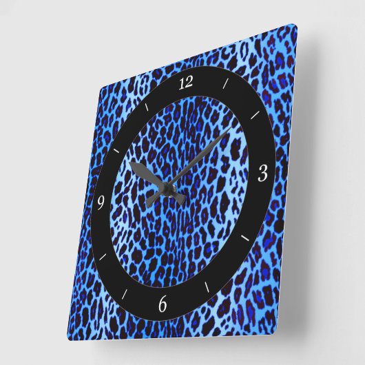 Blauwe luipaard vierkante klok (Hoek)