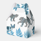 Blauwe luipaarden en vlinder met palmbladeren bedankdoosjes (Achterkant)