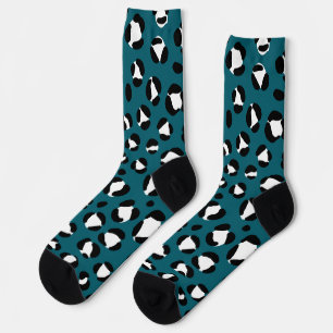 Blauwe Luipaardprint Dierpatroon Mode Soks Sokken