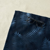 Blauwe Luipaardprint Glans Tropische Bloem Naam Strandlaken (In situ)