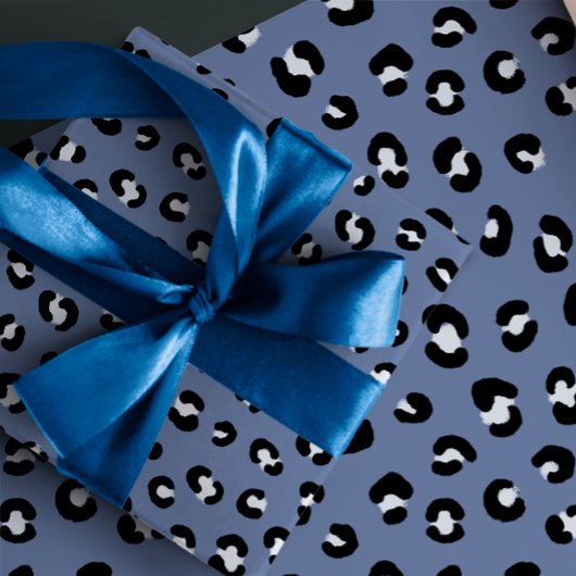 Blauwe Luipaardprint Inpakpapier Vel