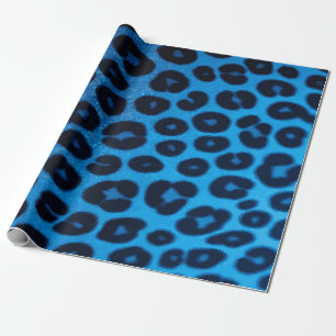 Blauwe Luipaardprint Patroon – Trendy Krachtig Die Cadeaupapier