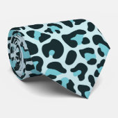 Blauwe Luipaardprint Punk Rock Stropdas (Opgerold)