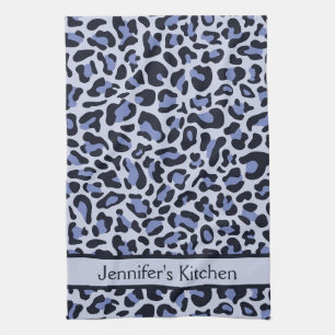 Blauwe Luipaardprint Retro Keukendoek Theedoek