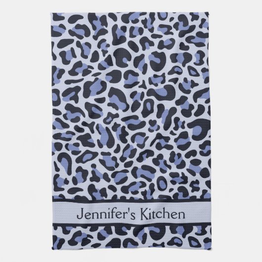 Blauwe Luipaardprint Retro Keukendoek Theedoek (Verticaal)
