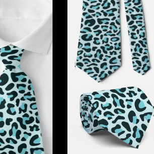 Blauwe Luipaardprint voor Bruidsjonkers Punksrock  Stropdas