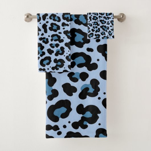 Blauwe Luipaardprintpatroon Bad Handdoek (Insitu)