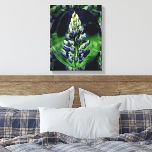 Blauwe Lupine Abstracte Bloemenkunst Canvas Afdruk (Insitu (Slaapkamer))