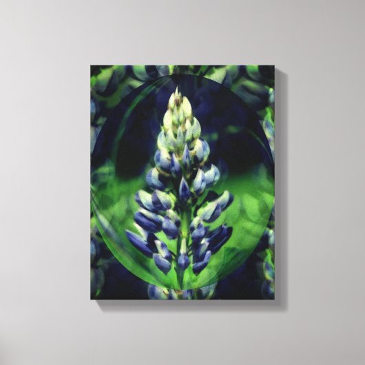 Blauwe Lupine Abstracte Bloemenkunst Canvas Afdruk (Voorkant)
