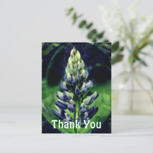 Blauwe Lupine Abstracte Bloemige Bedankkaart Briefkaart (Staand voorkant)