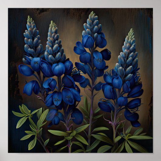 Blauwe Lupine Bloem Kunstprint Poster (Voorkant)