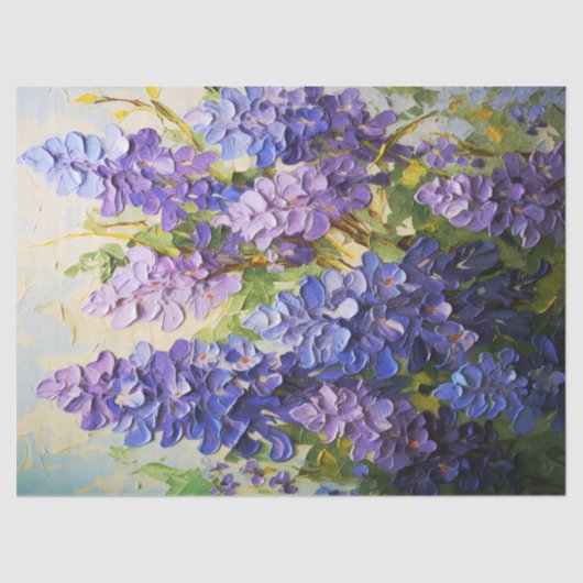 Blauwe lupinen decoupage met textuur tissuepapier (Voorkant)