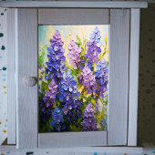 Blauwe lupinen decoupage met textuur tissuepapier