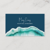 Blauwe luxe agaat stijl effect visitekaartje (Voorkant)