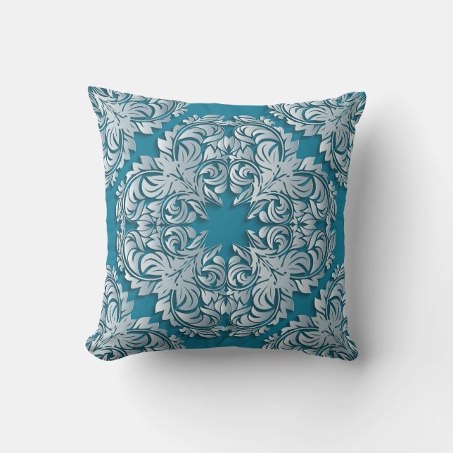 Blauwe luxe omkeerbare designer kussen (Voorkant)