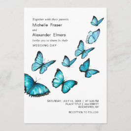 Blauwe luxe vlinders. Elegant airy Wedding Kaart