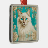 Blauwe Lynx Point Siamese portretkunst Metalen Ornament (Rechts)