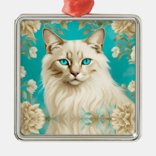 Blauwe Lynx Point Siamese portretkunst Metalen Ornament