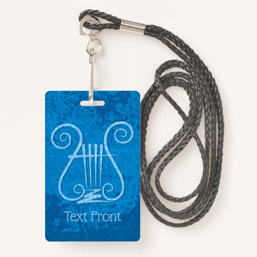 Blauwe Lyre Achtergrond Badge (Voorkant met draagriem)