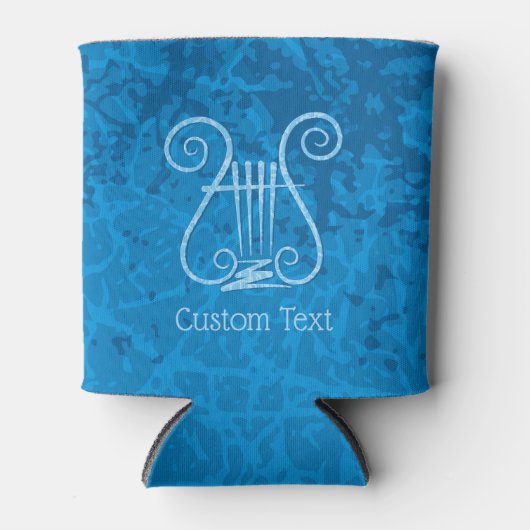 Blauwe Lyre Achtergrond Blikjeskoeler (Voorkant)